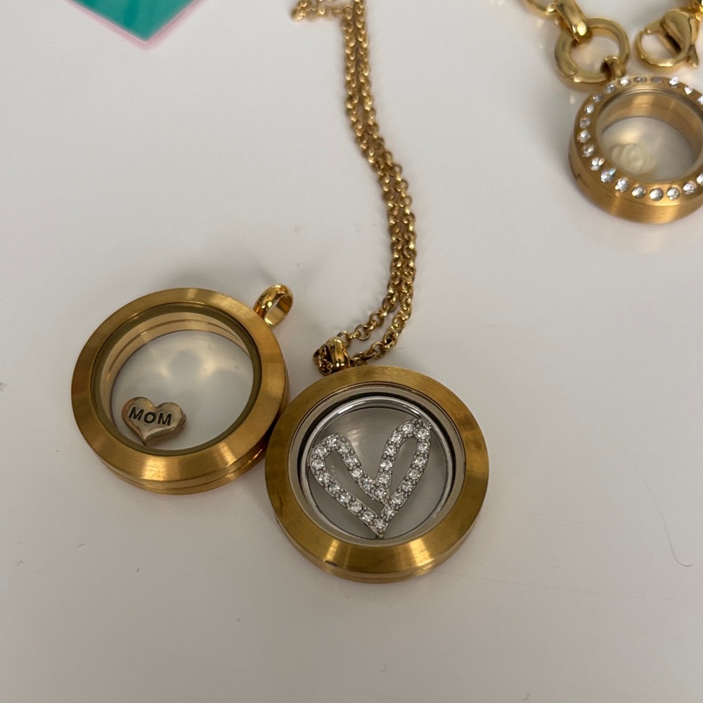 Origami Owl Gold and Silver Locket Necklace Collection - Picture 3 of 5